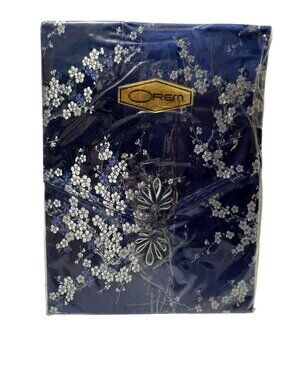 Orem Cherry Blossom Silk Touch Navy Brocade Envelope Pillow Sham Standard  NEW